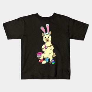 Easter - Cute alpaca painting Easter eggs Kids T-Shirt